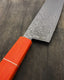 Damascus Nakiri with "Too Orange" Wa Handle