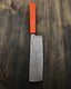 Damascus Nakiri with "Too Orange" Wa Handle